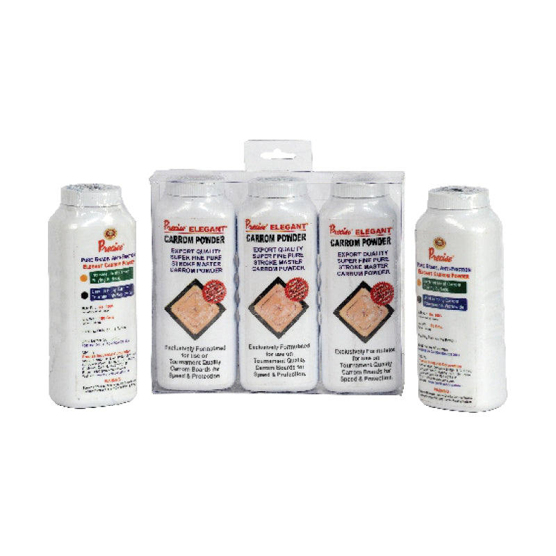 Elegant Carrom Powder Latest Sifter Cap Plastic Bottle in Transparent Display Hanging Pack - 90 grams