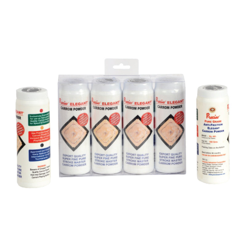 Elegant Carrom Powder Latest Sifter Cap Plastic Bottle in Transparent Display Hanging Pack - 90 grams