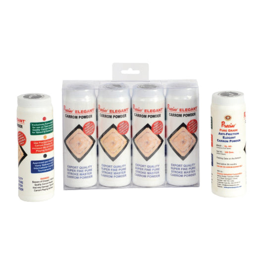 Elegant Carrom Powder Latest Sifter Cap Plastic Bottle in Transparent Display Hanging Pack - 90 grams